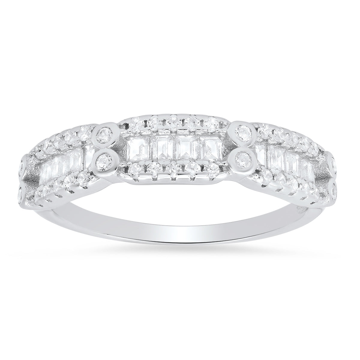 Sterling Silver Baguette-cut CZ Band Ring - Charming Charlie