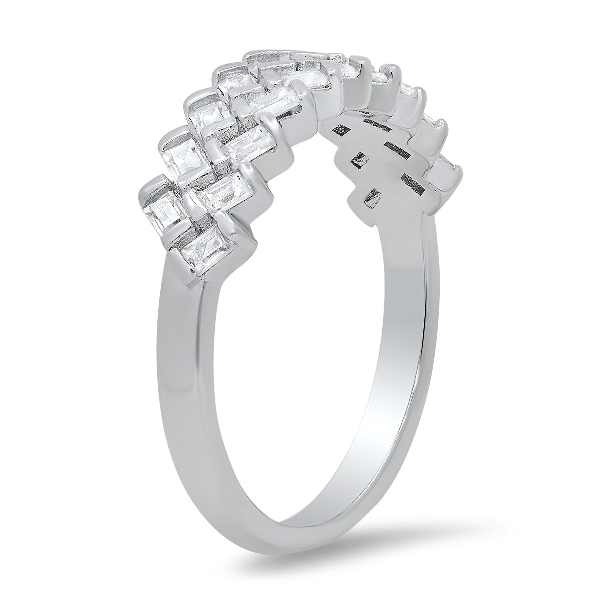 Sterling Silver Baguette-cut CZ Band Ring - Charming Charlie