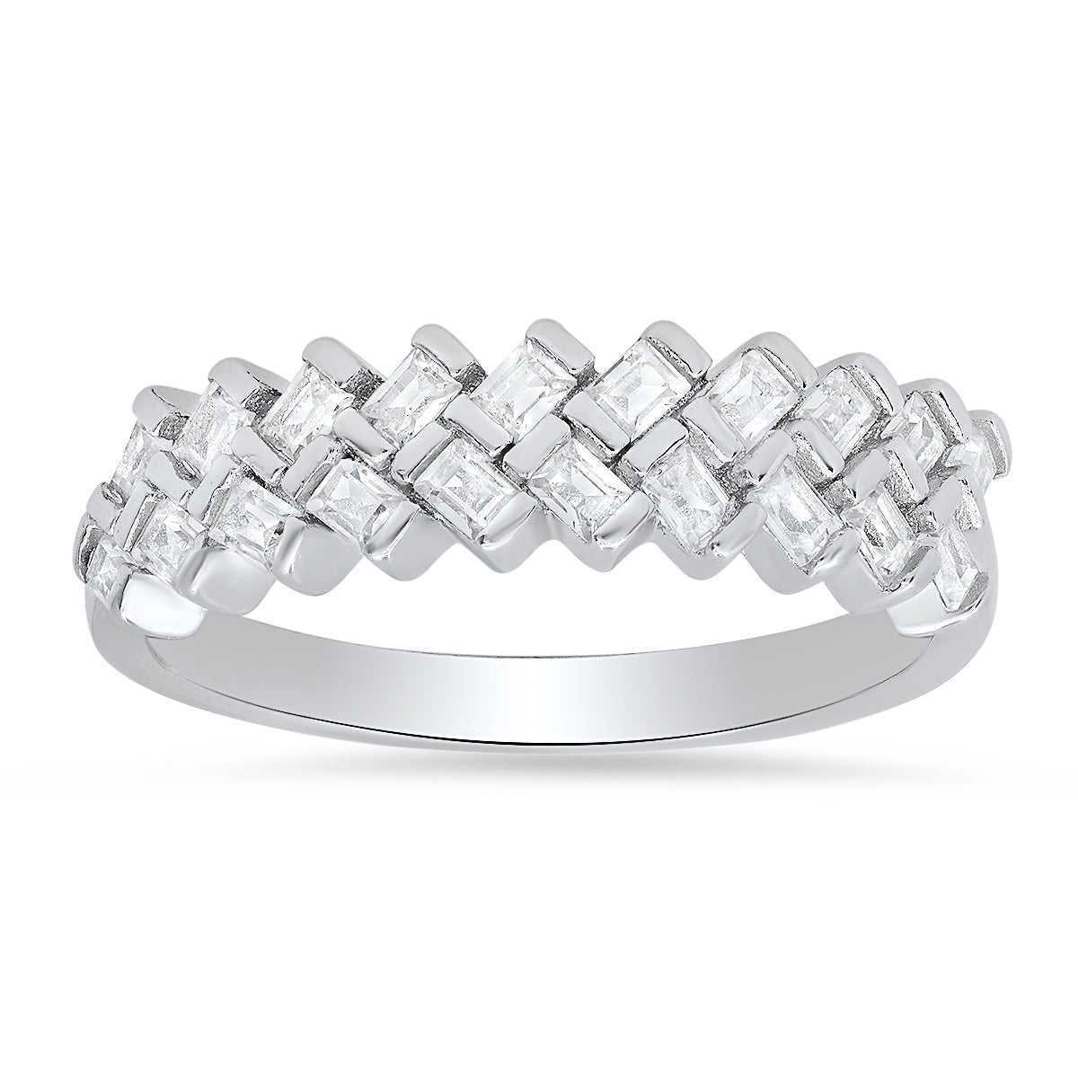 Sterling Silver Baguette-cut CZ Band Ring - Charming Charlie