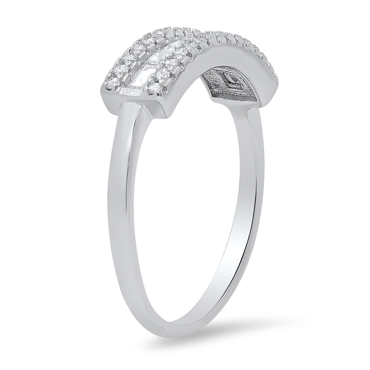 Sterling Silver Petite Baguette-cut CZ Band Ring - Charming Charlie