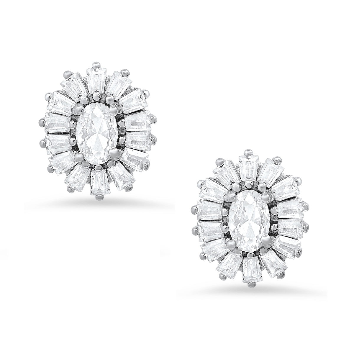 Sterling Silver CZ Halo Stud Earrings - Charming Charlie