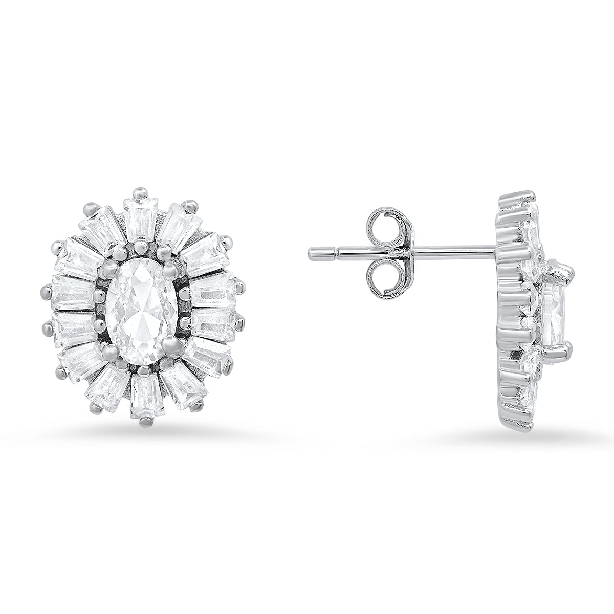 Sterling Silver CZ Halo Stud Earrings - Charming Charlie