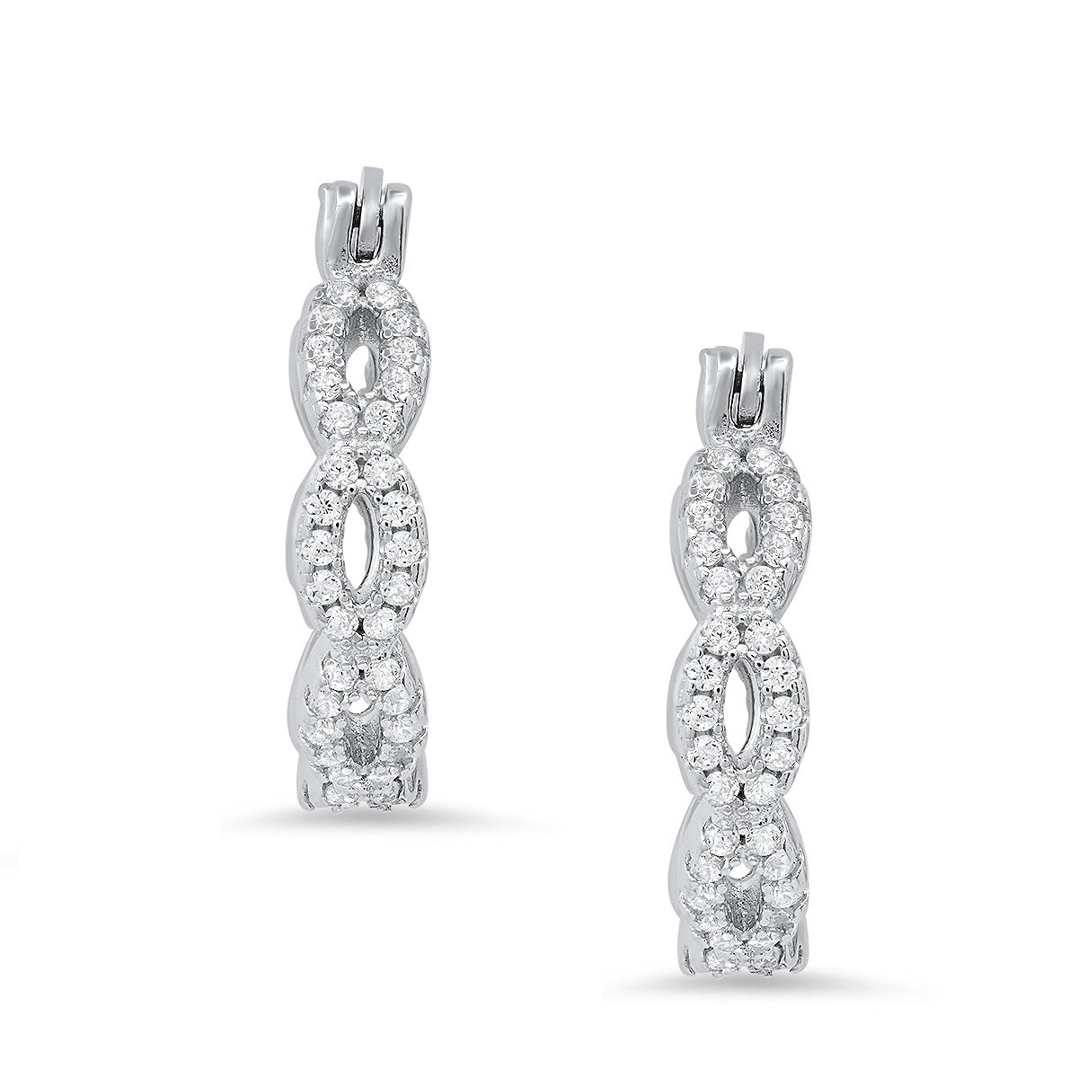 Sterling Silver Swirl CZ Hoop Earrings - Charming Charlie