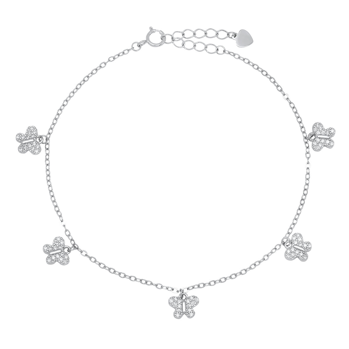 Sterling Silver CZ Butterfly Charm Bracelet - Charming Charlie