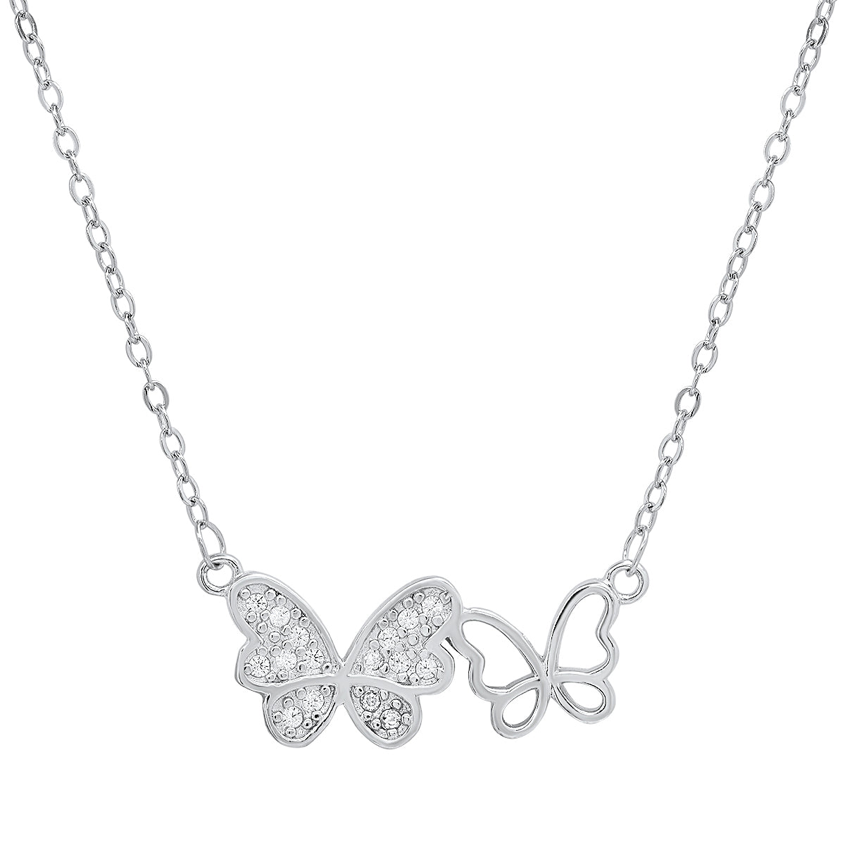 Sterling Silver Butterfly CZ Necklace - Charming Charlie