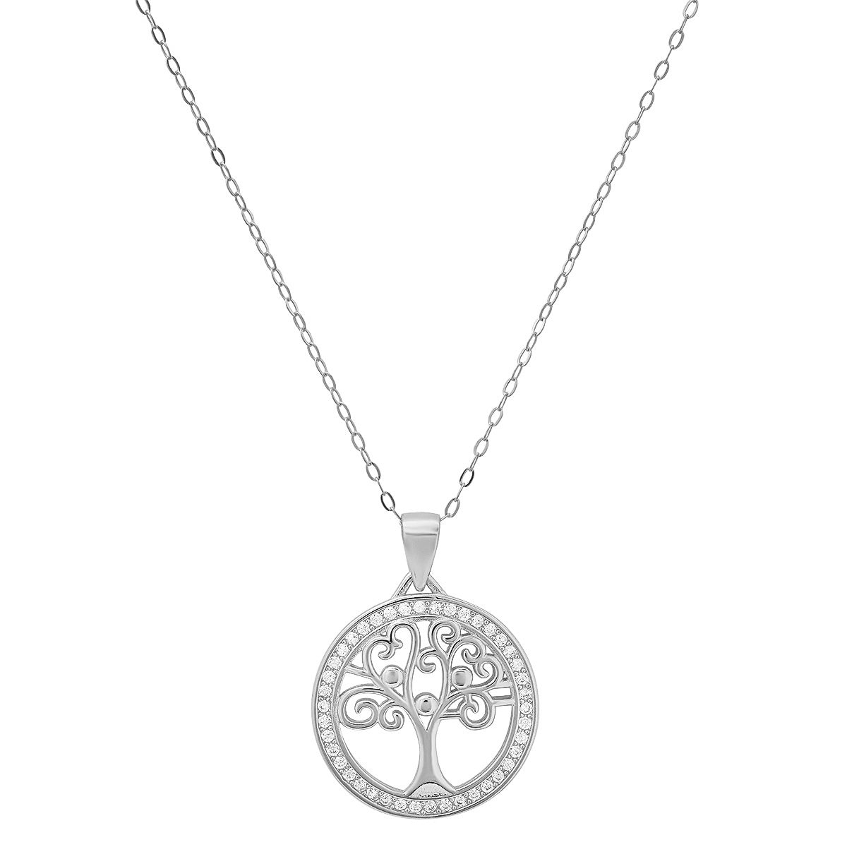 Sterling Silver CZ Tree of Life Pendant Necklace - Charming Charlie