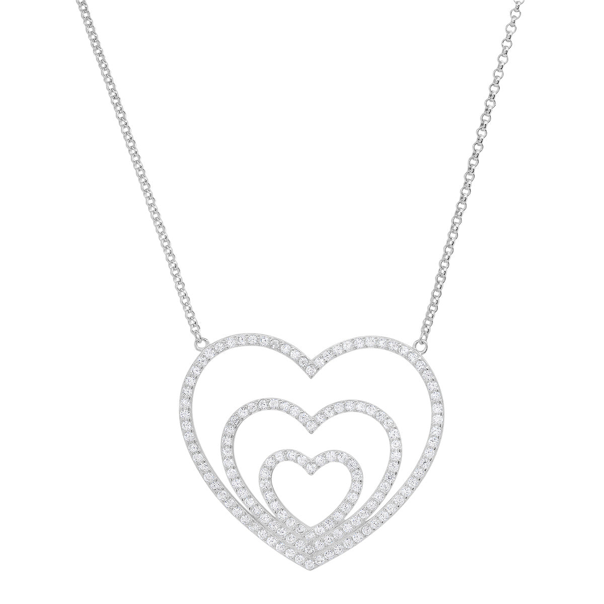 Sterling Silver 'Layers of Love' Diamond Heart Necklace - Charming Charlie