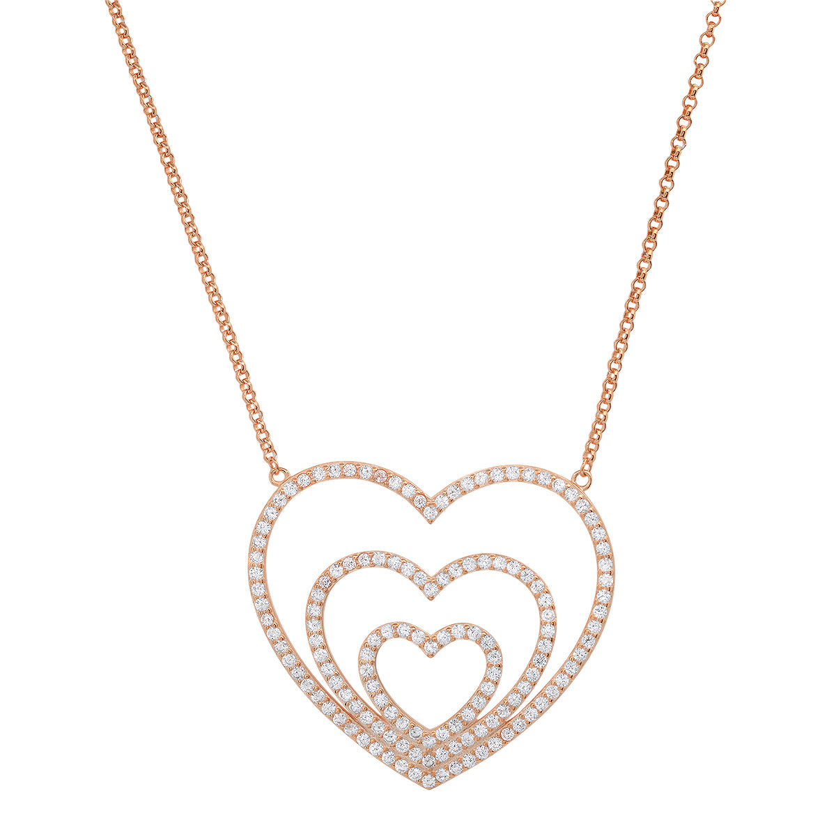 Sterling Silver 'Layers of Love' Diamond Heart Necklace - Charming Charlie