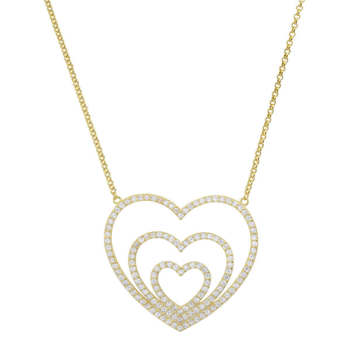 Sterling Silver 'Layers of Love' Diamond Heart Necklace - Charming Charlie