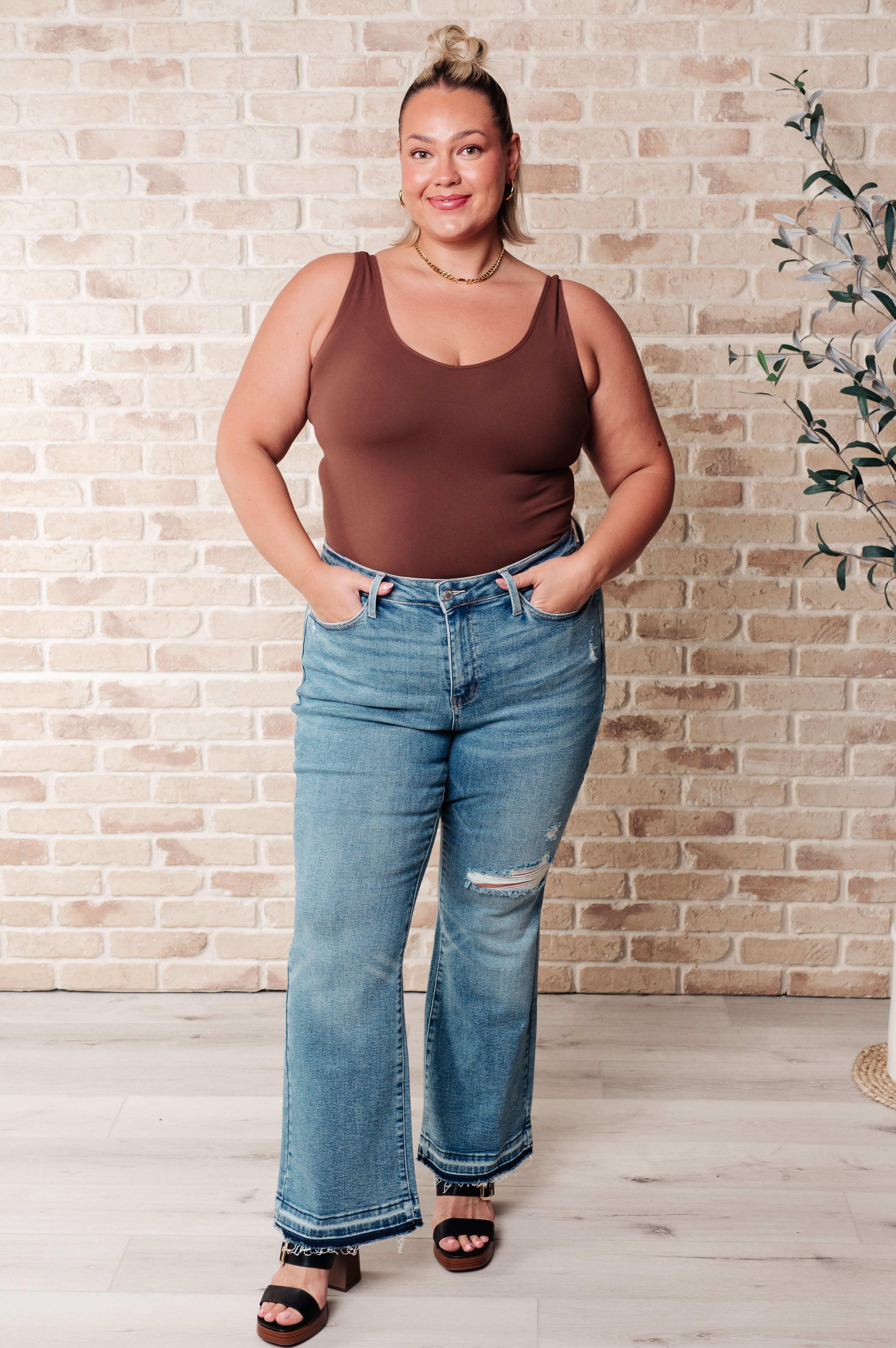 Isla Mid Rise Distressed Released Hem Bootcut Jeans - Charming Charlie