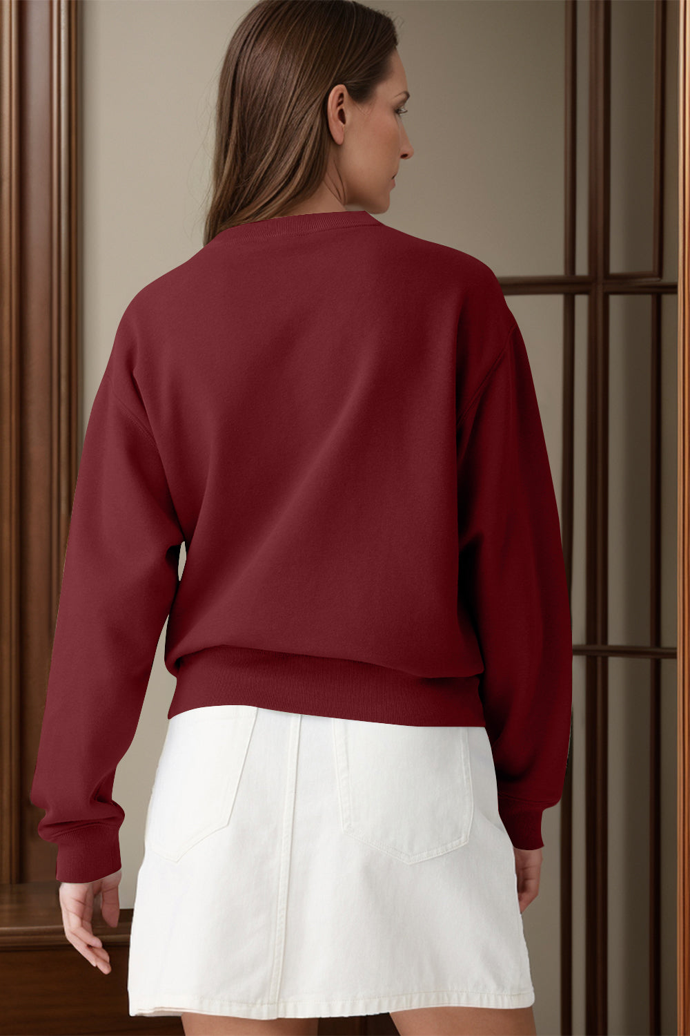 Round Neck Long Sleeve Sweatshirt - Charming Charlie