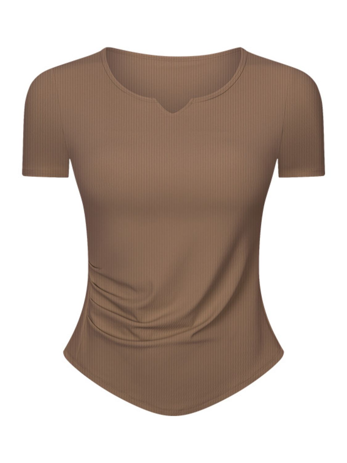 Notched Short Sleeve Active T-Shirt - Charming Charlie