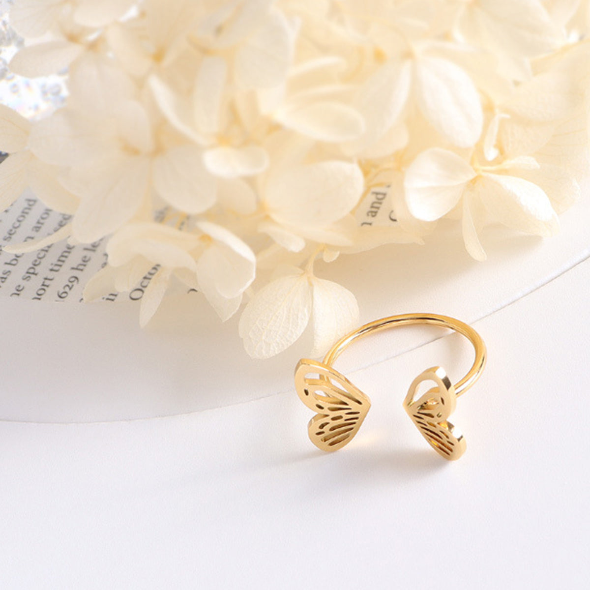 Titanium Steel Butterfly Open Ring - Charming Charlie