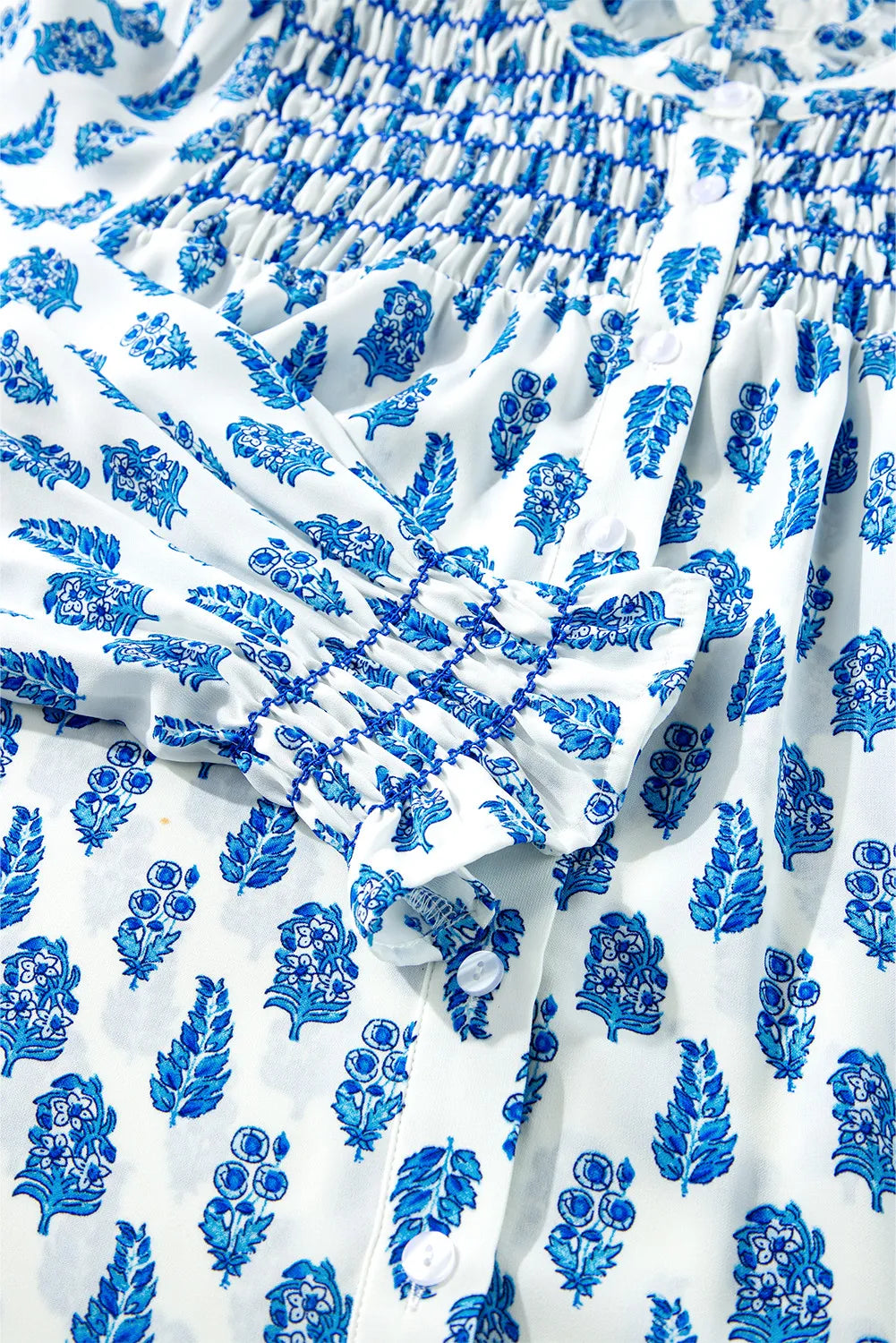 Frill Printed Button Up Long Sleeve Shirt - Charming Charlie