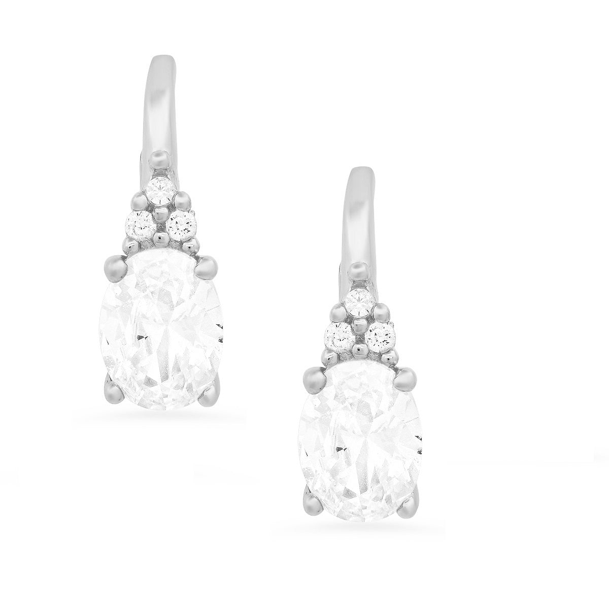 Sterling Silver CZ Leverback Earrings - Charming Charlie