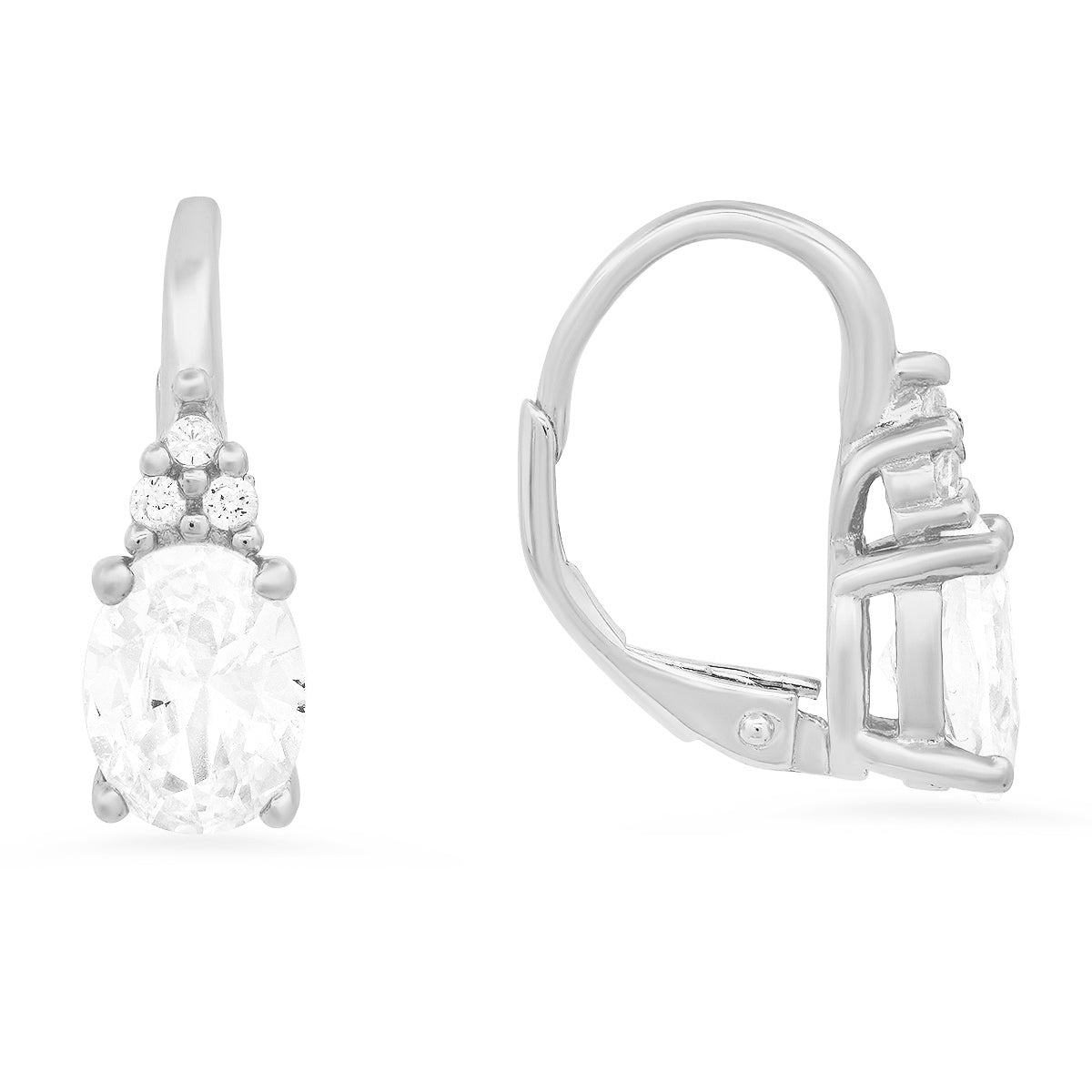 Sterling Silver CZ Leverback Earrings - Charming Charlie