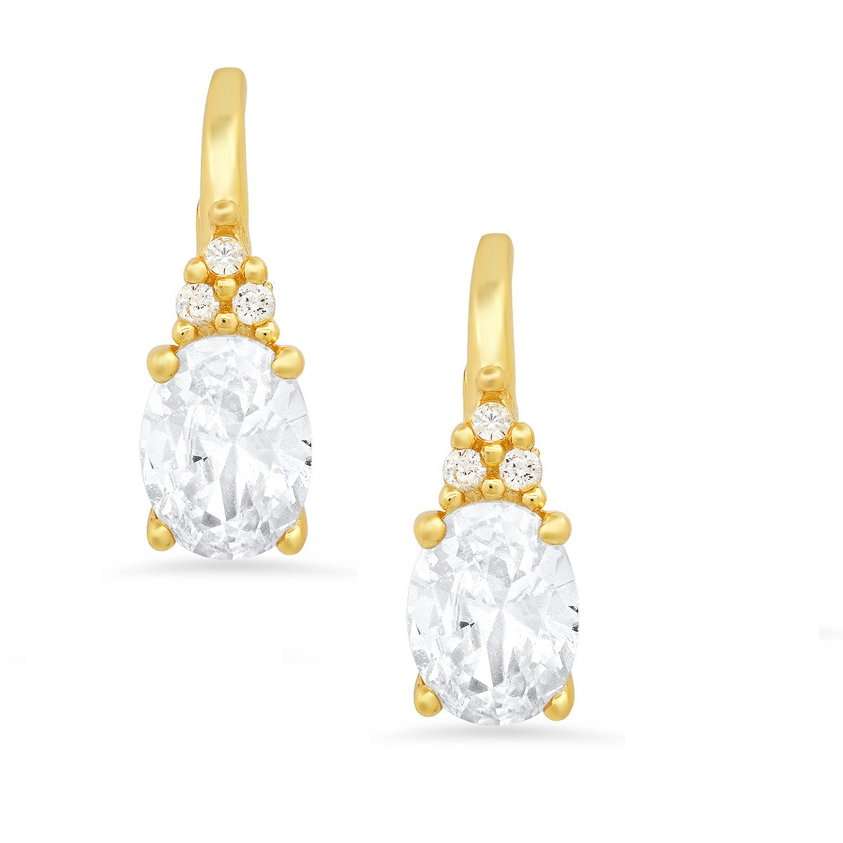Sterling Silver CZ Leverback Earrings - Charming Charlie