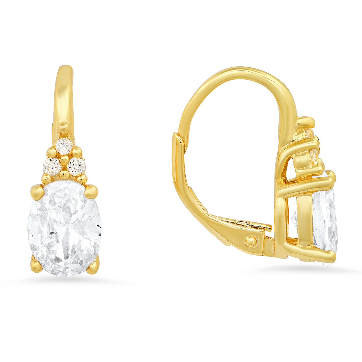Sterling Silver CZ Leverback Earrings - Charming Charlie