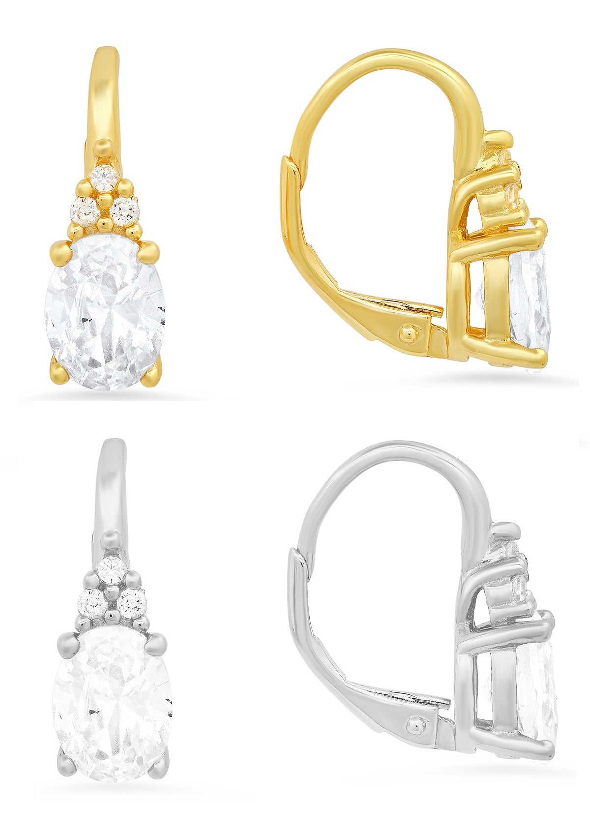 Sterling Silver CZ Leverback Earrings - Charming Charlie