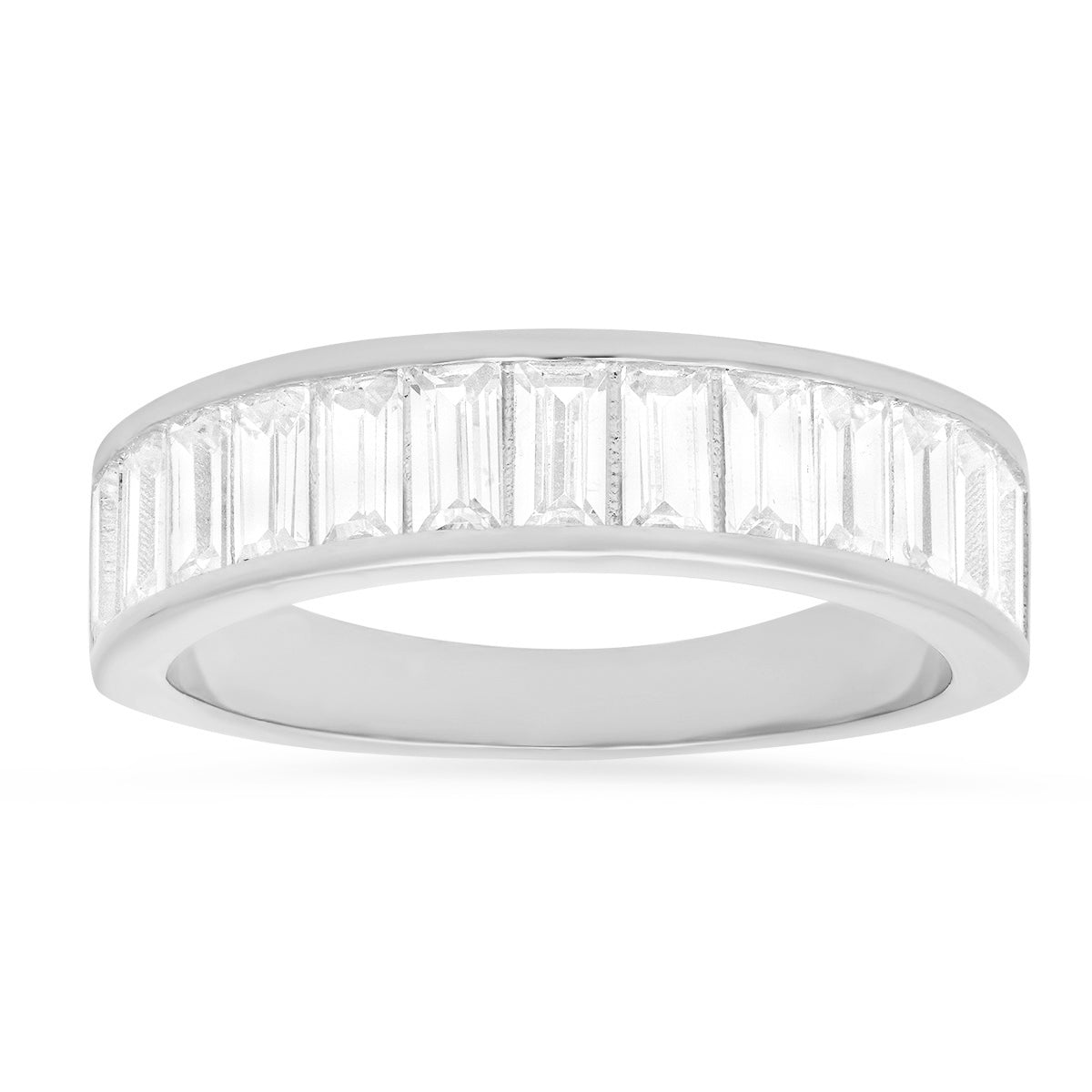 Sterling Silver Baguette-cut CZ Band Ring - Charming Charlie