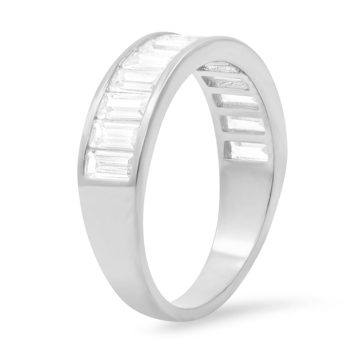 Sterling Silver Baguette-cut CZ Band Ring - Charming Charlie