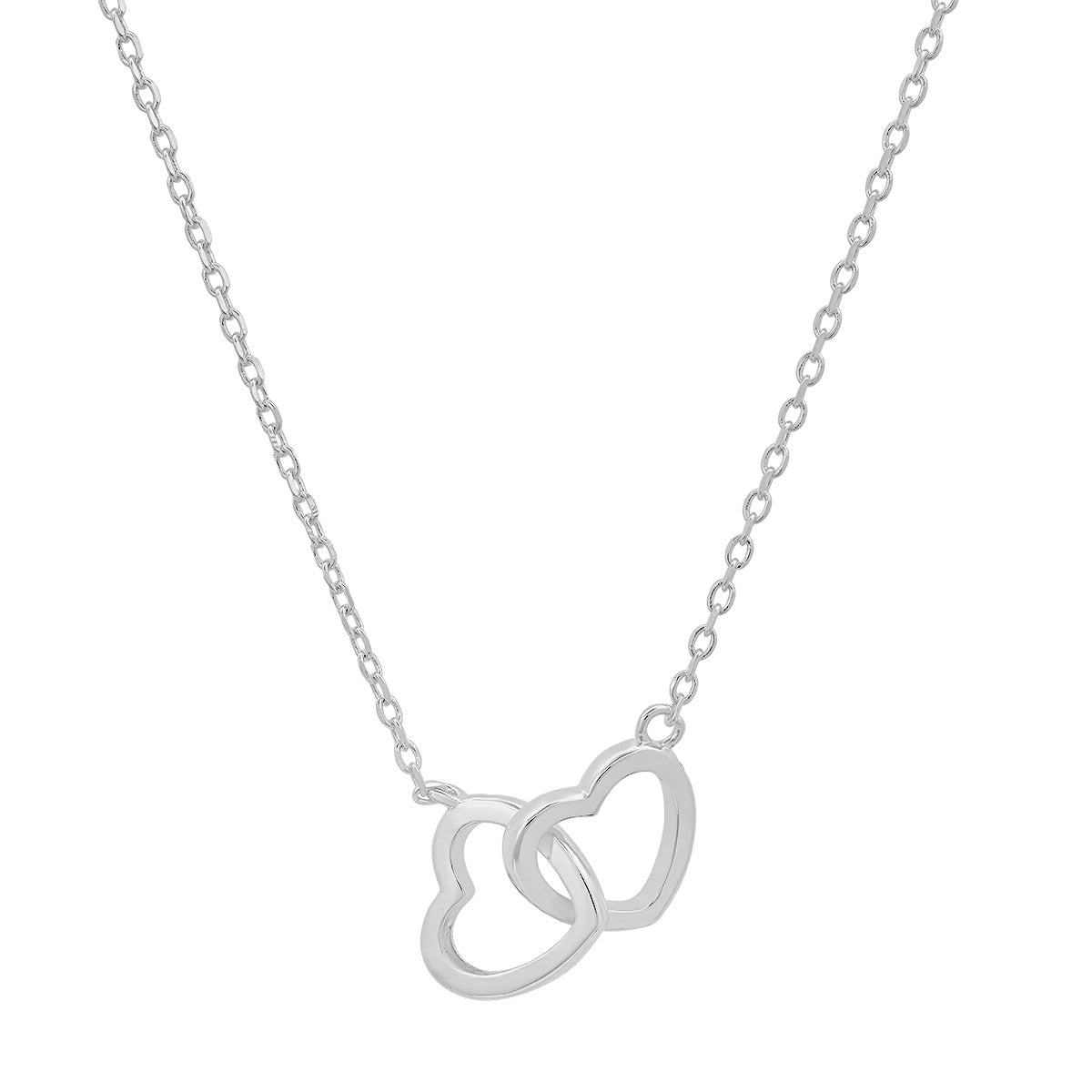 Sterling Silver 'Interlocking Love' Hearts Necklace - Charming Charlie