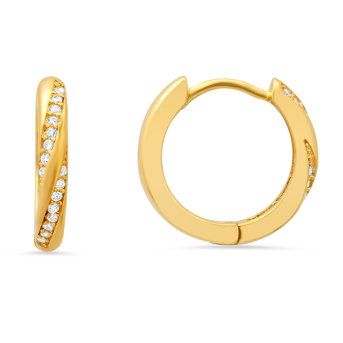 Sterling Silver Swirl CZ 15mm Hoop Earrings - Charming Charlie