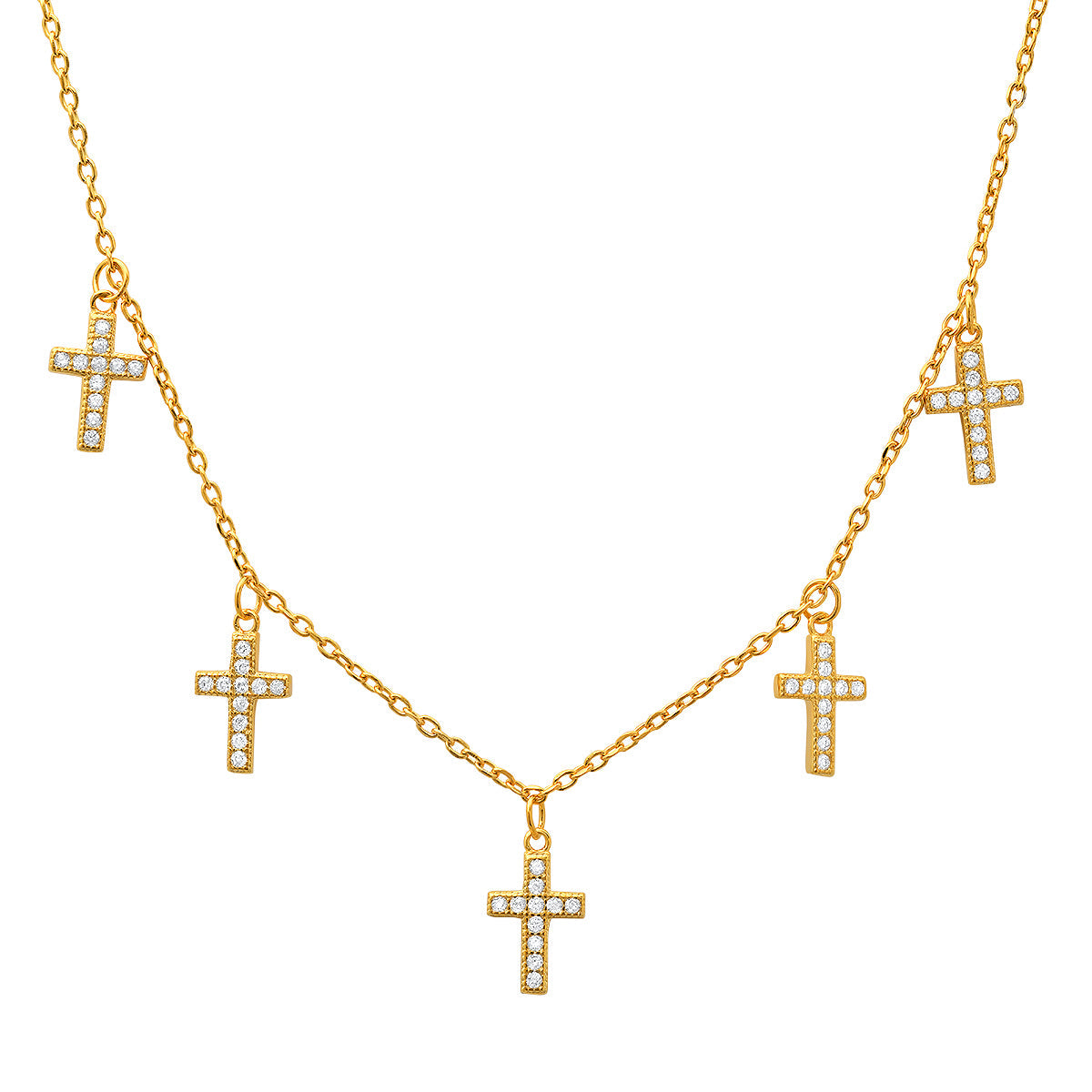Sterling Silver Dangling CZ Cross Charm Necklace - Charming Charlie