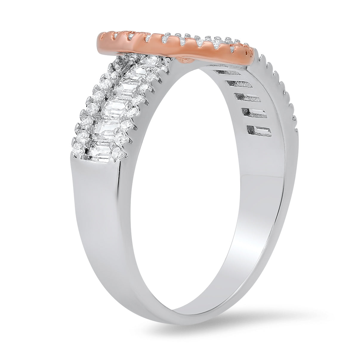 Sterling Silver Two-Tone Diamond CZ Heart Ring - Charming Charlie