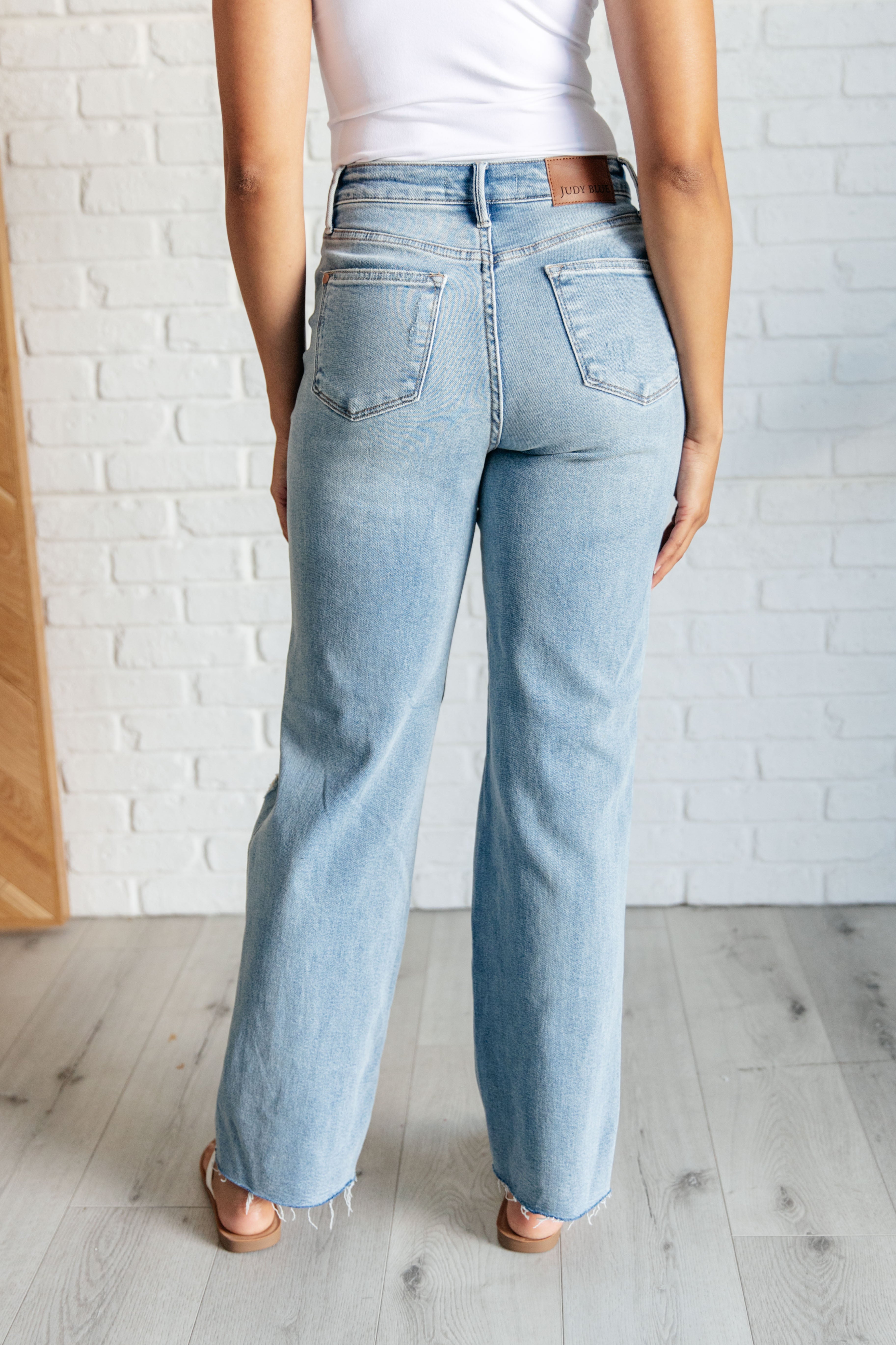 Ramona High Rise Rigid Magic Destroyed Straight Jeans - Charming Charlie
