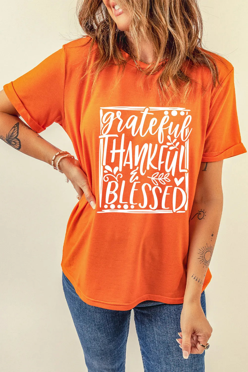 Letter Graphic Round Neck Short Sleeve T-Shirt - Charming Charlie