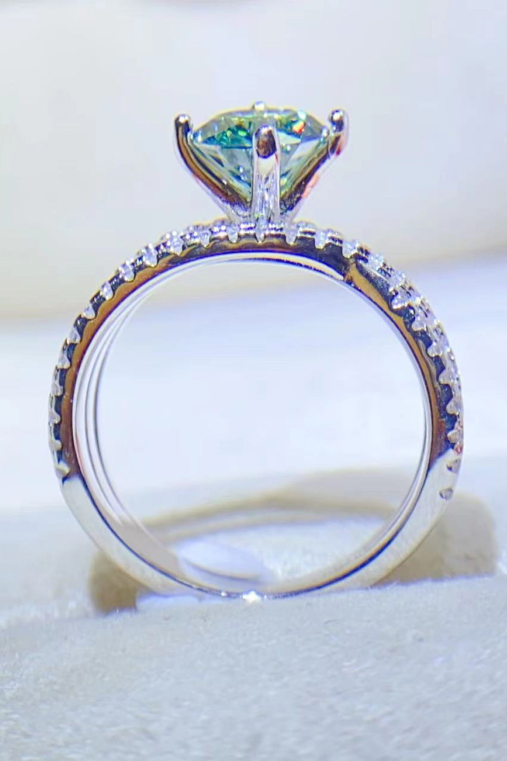 1 Carat Moissanite Contrast 925 Sterling Silver Ring - Charming Charlie
