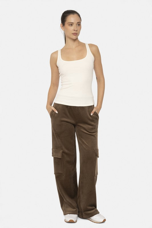 Mono B Elastic Waist Corduroy Cargo Pants - Charming Charlie