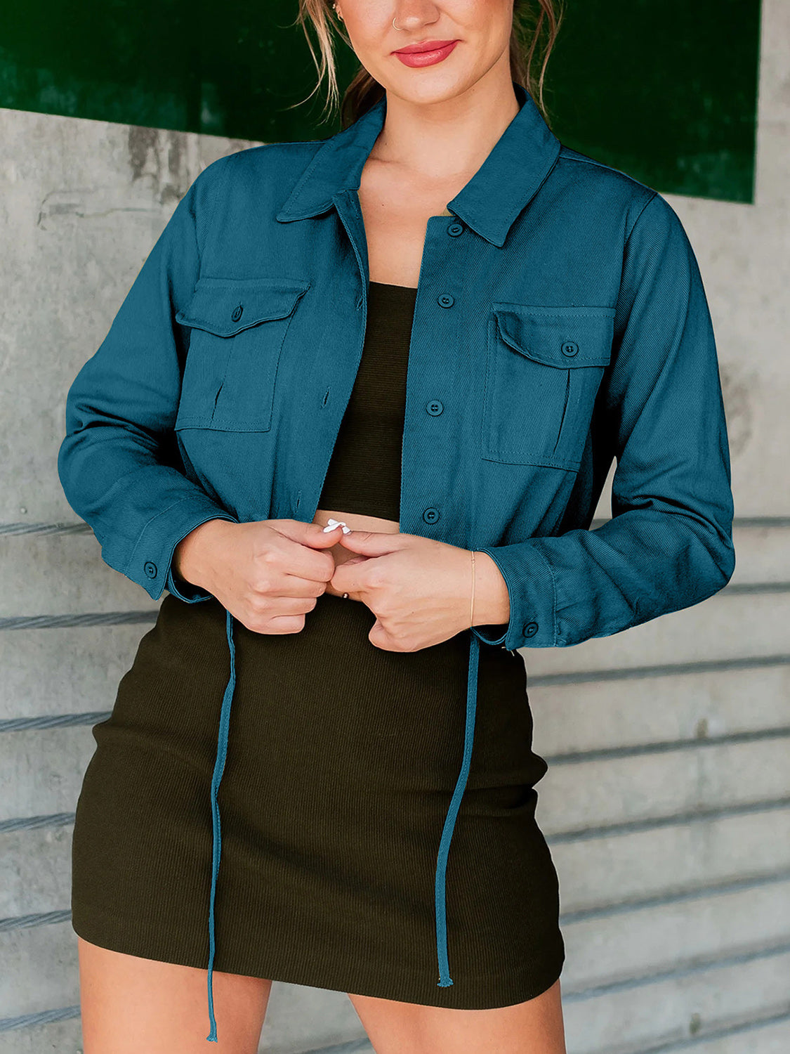 Button Up Long Sleeve Jacket - Charming Charlie