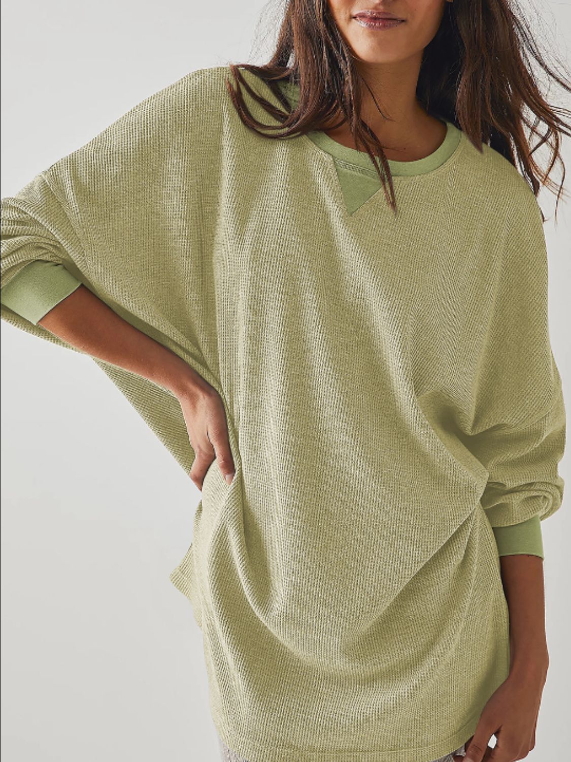 Round Neck Long Sleeve Sweatshirt - Charming Charlie