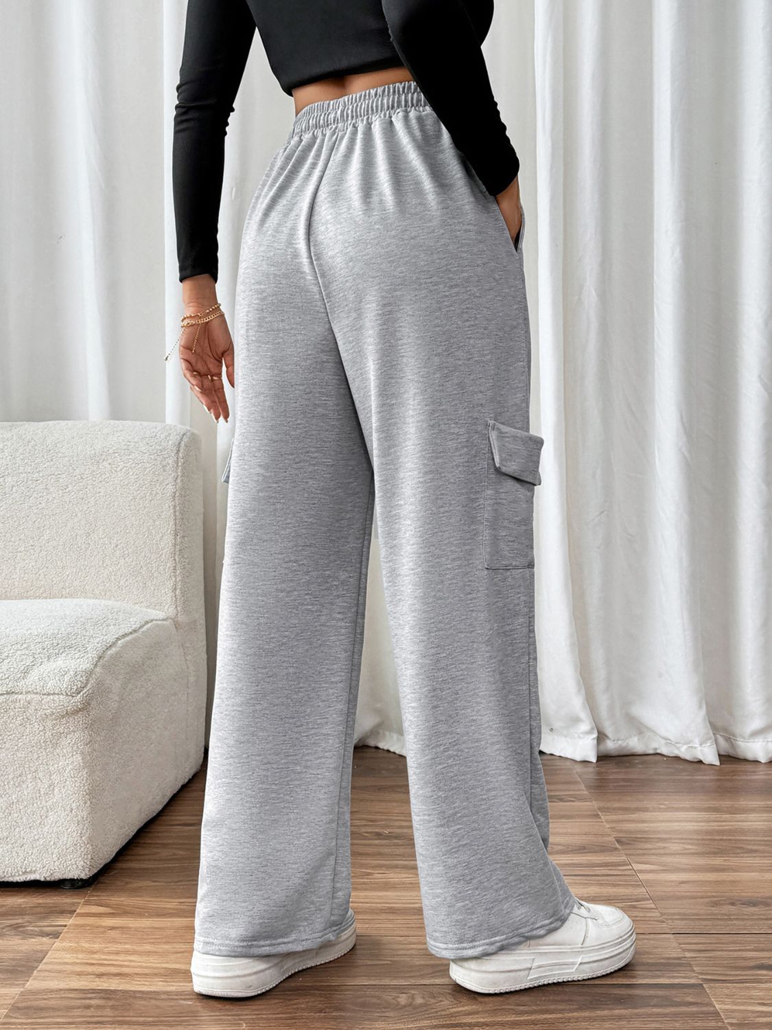 Perfee Drawstring Elastic Waist Joggers with Pockets - Charming Charlie