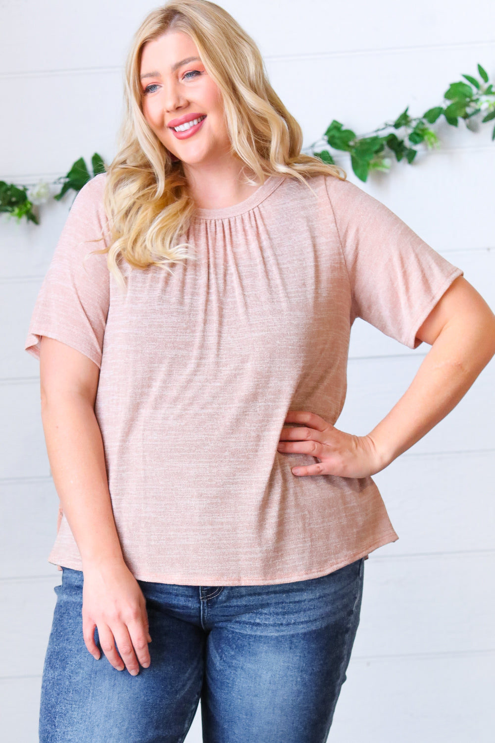 Mauve Tie Back Crinkle Floral Top - Charming Charlie