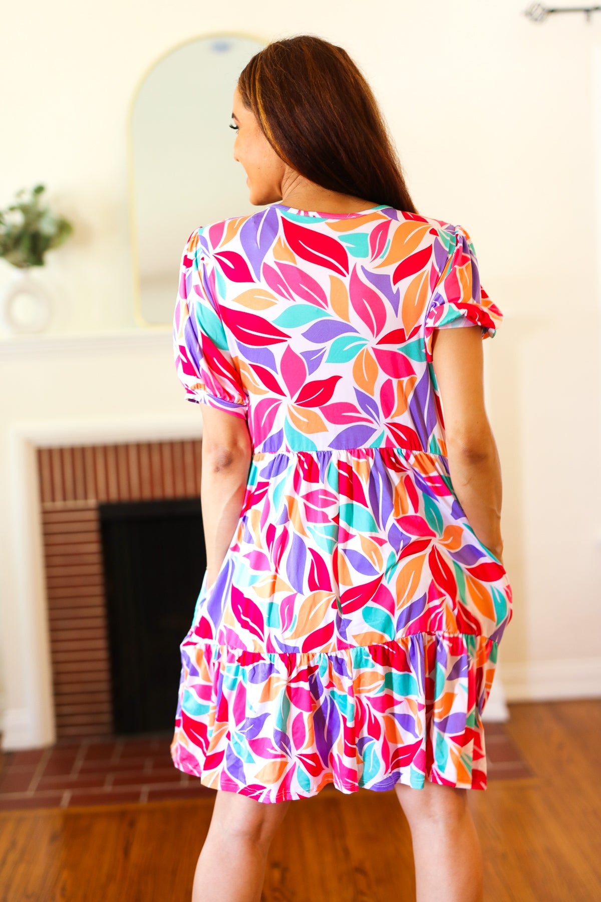 Feel Your Best Multicolor Floral Tiered Front Tie Pocketed Dress - Charming Charlie