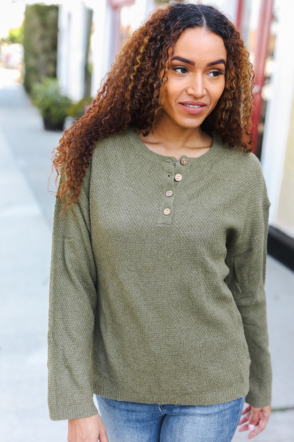 Beautiful You Moss Green Button Down Ribbed Sweater - Charming Charlie