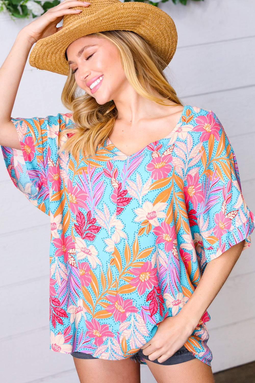 Multicolor Tropical Floral Print Woven Top - Charming Charlie
