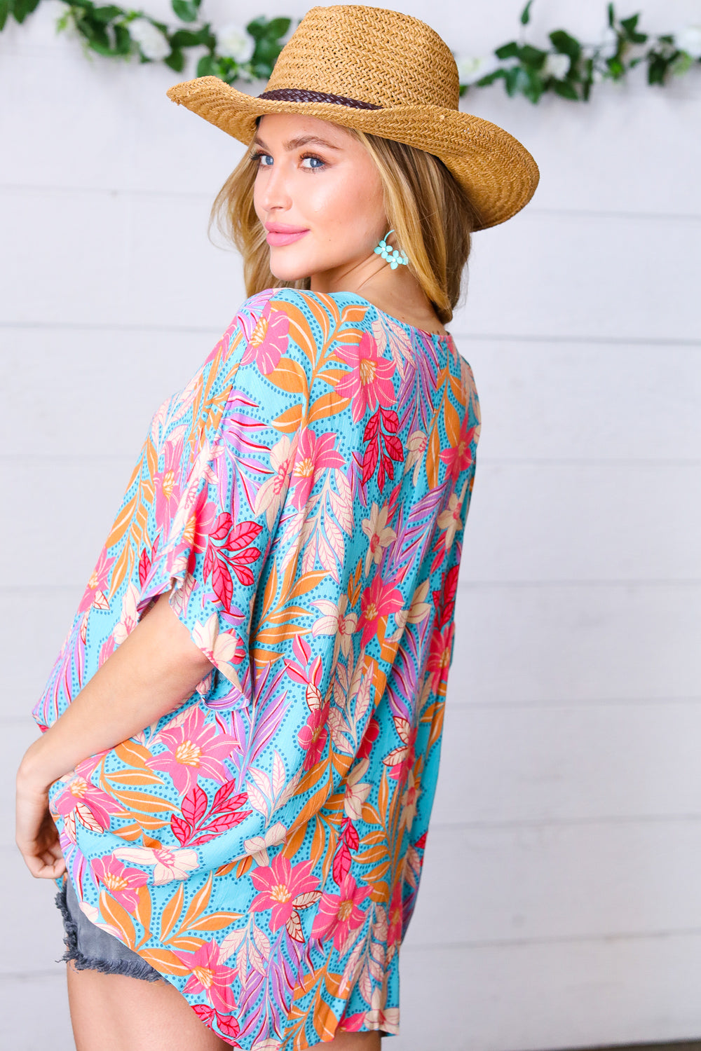 Multicolor Tropical Floral Print Woven Top - Charming Charlie