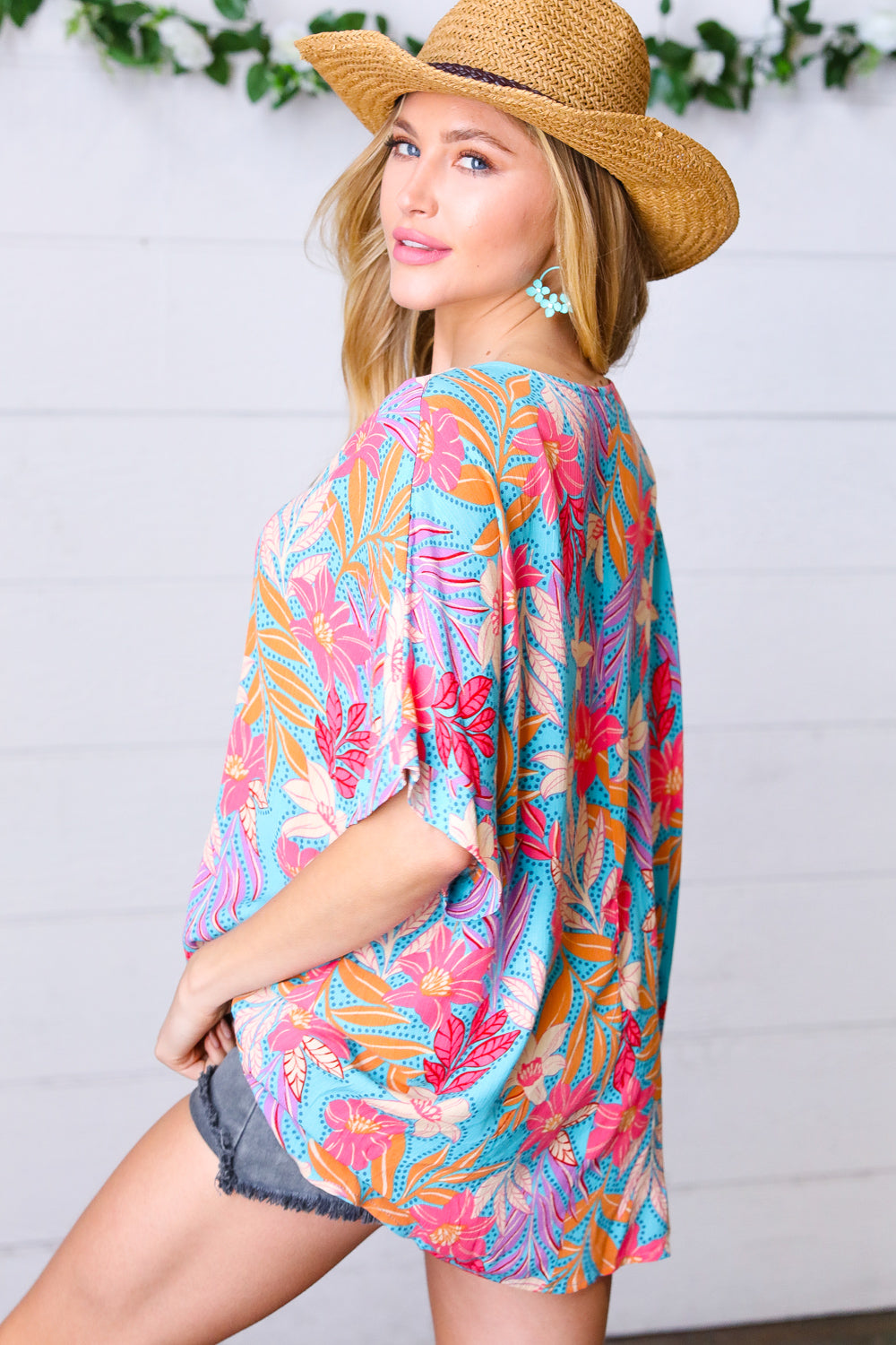 Multicolor Tropical Floral Print Woven Top - Charming Charlie