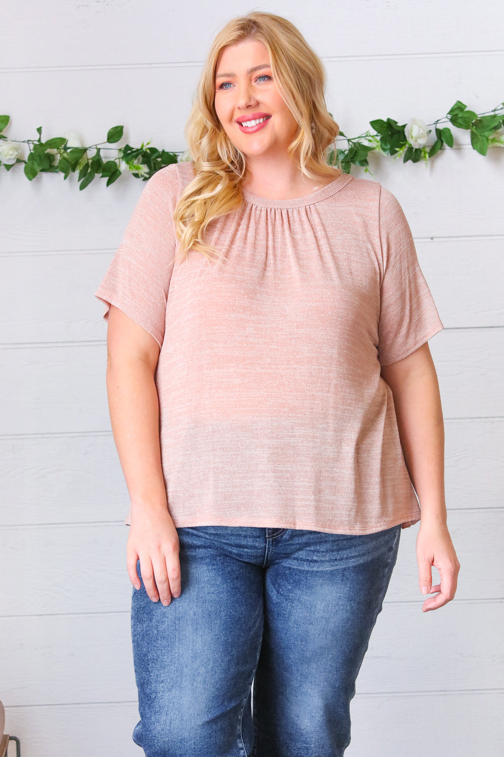 Mauve Tie Back Crinkle Floral Top - Charming Charlie