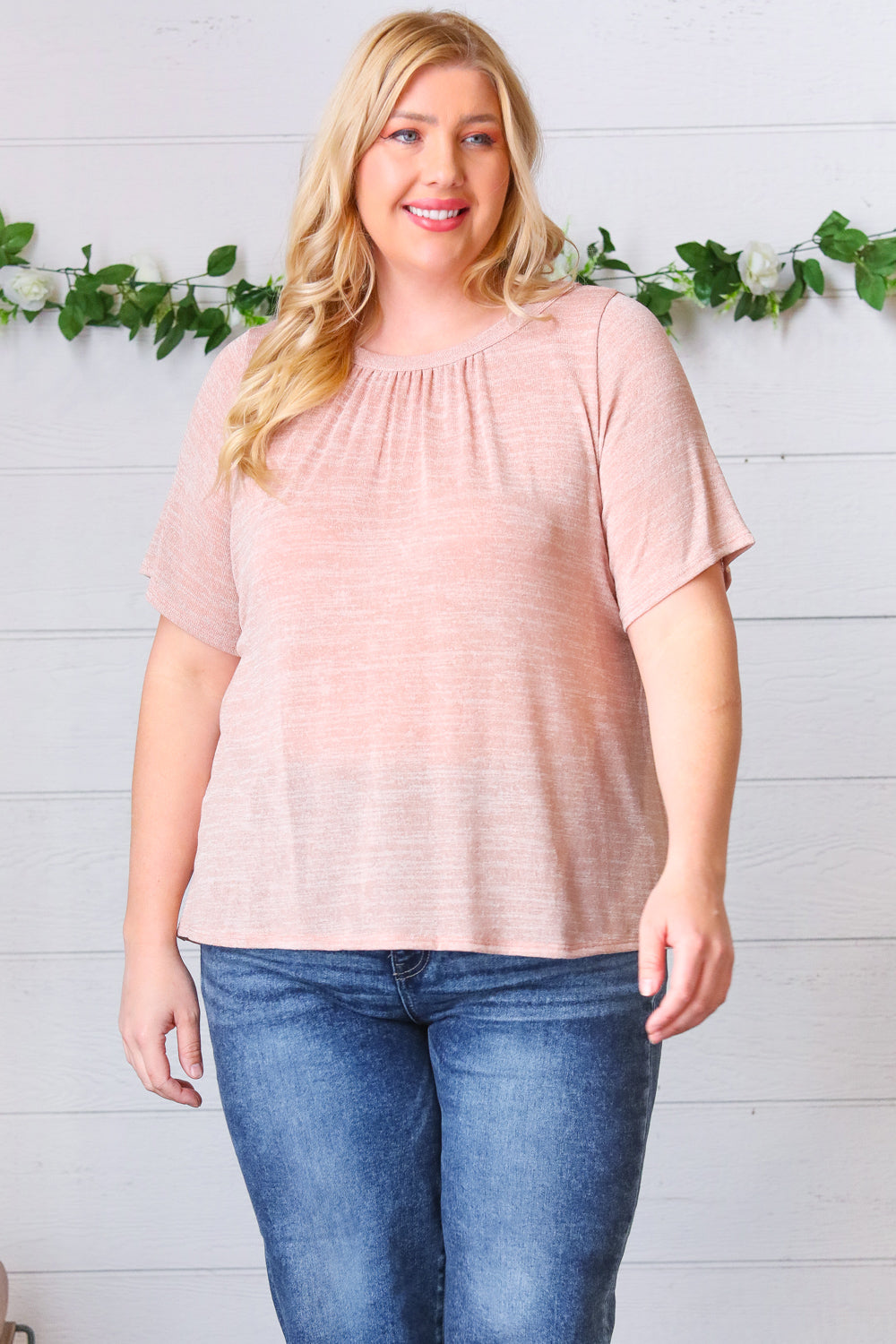 Mauve Tie Back Crinkle Floral Top - Charming Charlie