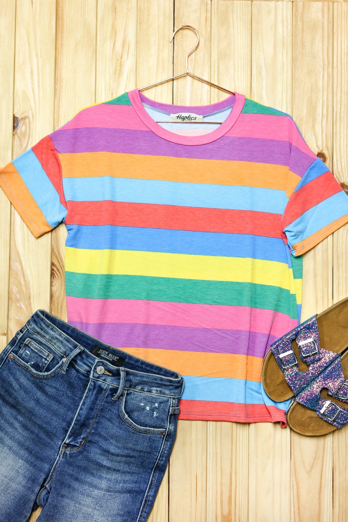 Step Into Spring Multicolor Stripe Terry Top - Charming Charlie