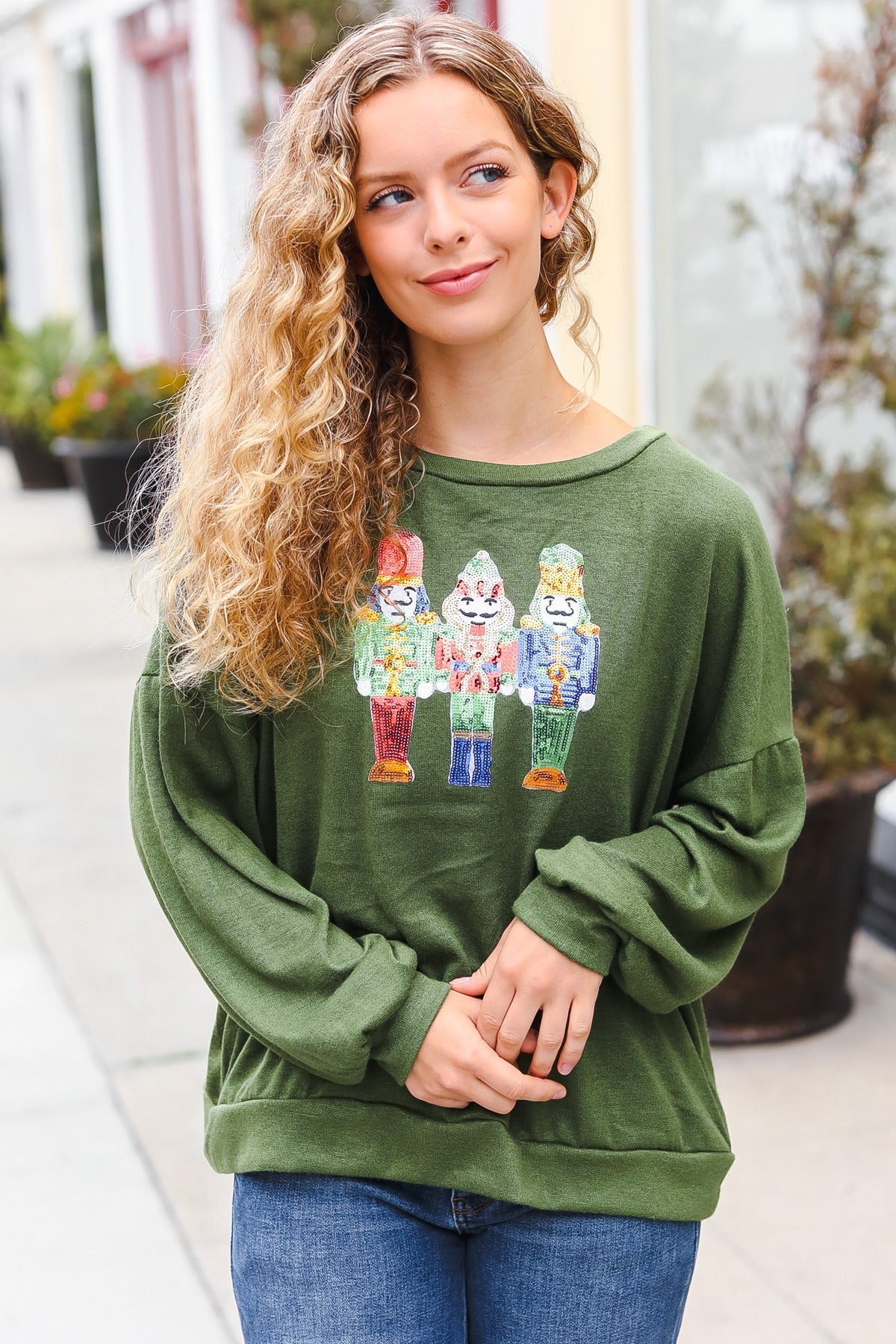 Be Merry Forest Green Nutcracker Sequin Hacci Top - Charming Charlie