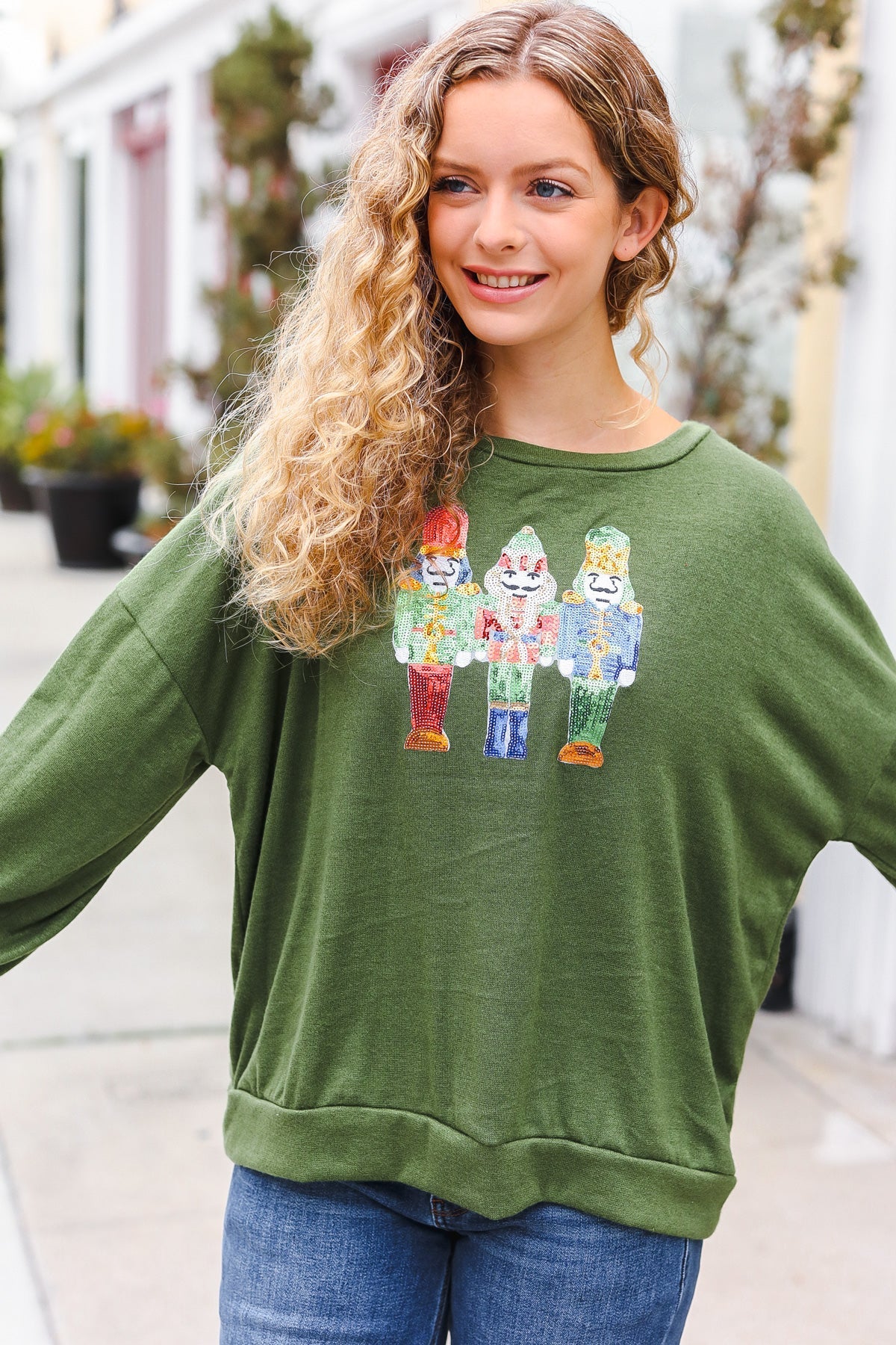 Be Merry Forest Green Nutcracker Sequin Hacci Top - Charming Charlie