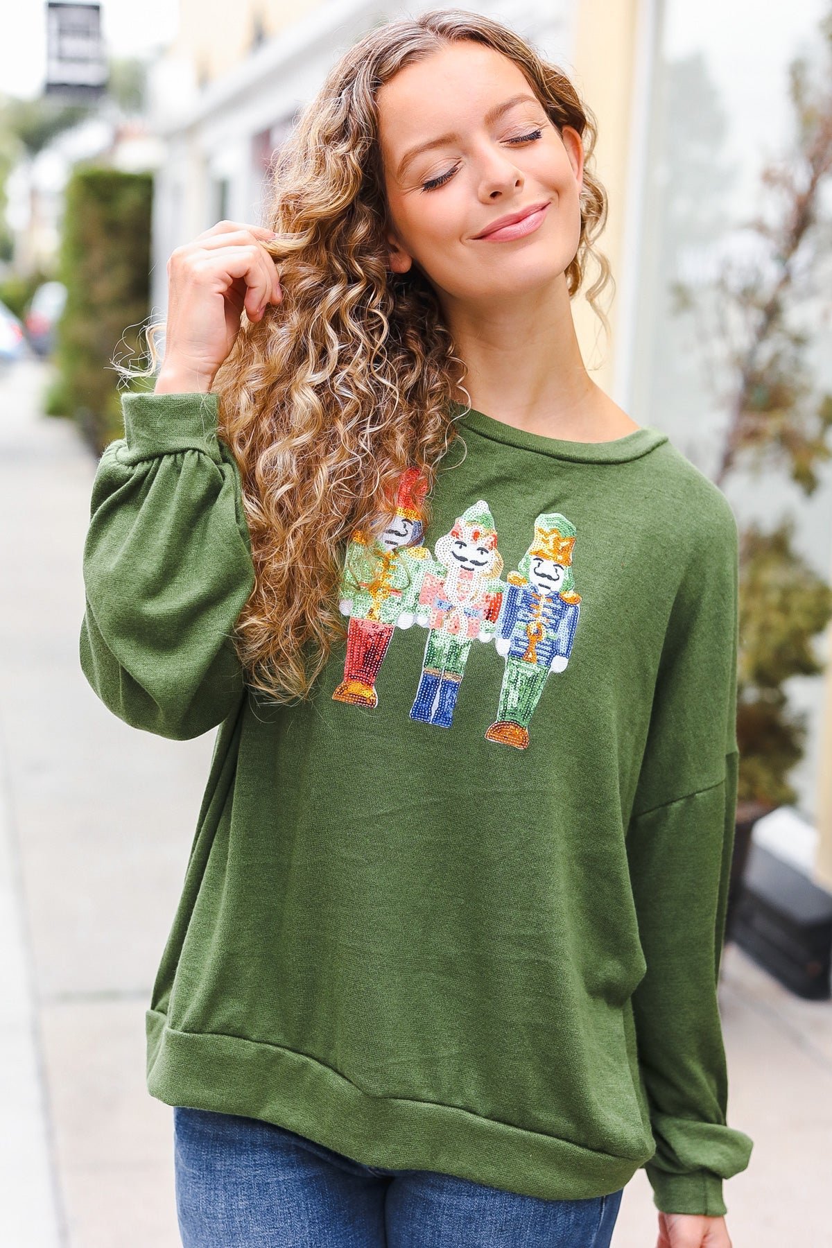 Be Merry Forest Green Nutcracker Sequin Hacci Top - Charming Charlie