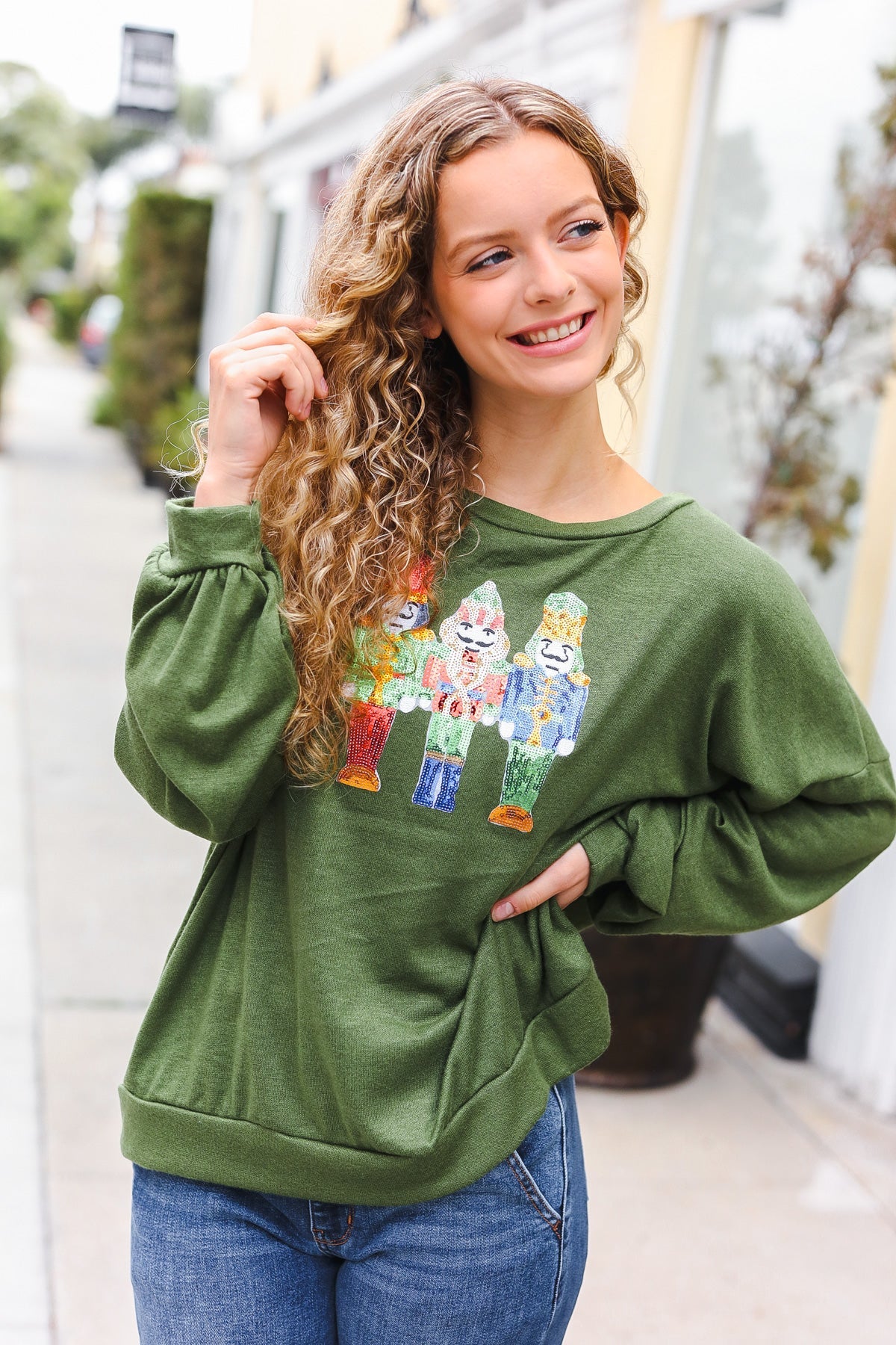 Be Merry Forest Green Nutcracker Sequin Hacci Top - Charming Charlie