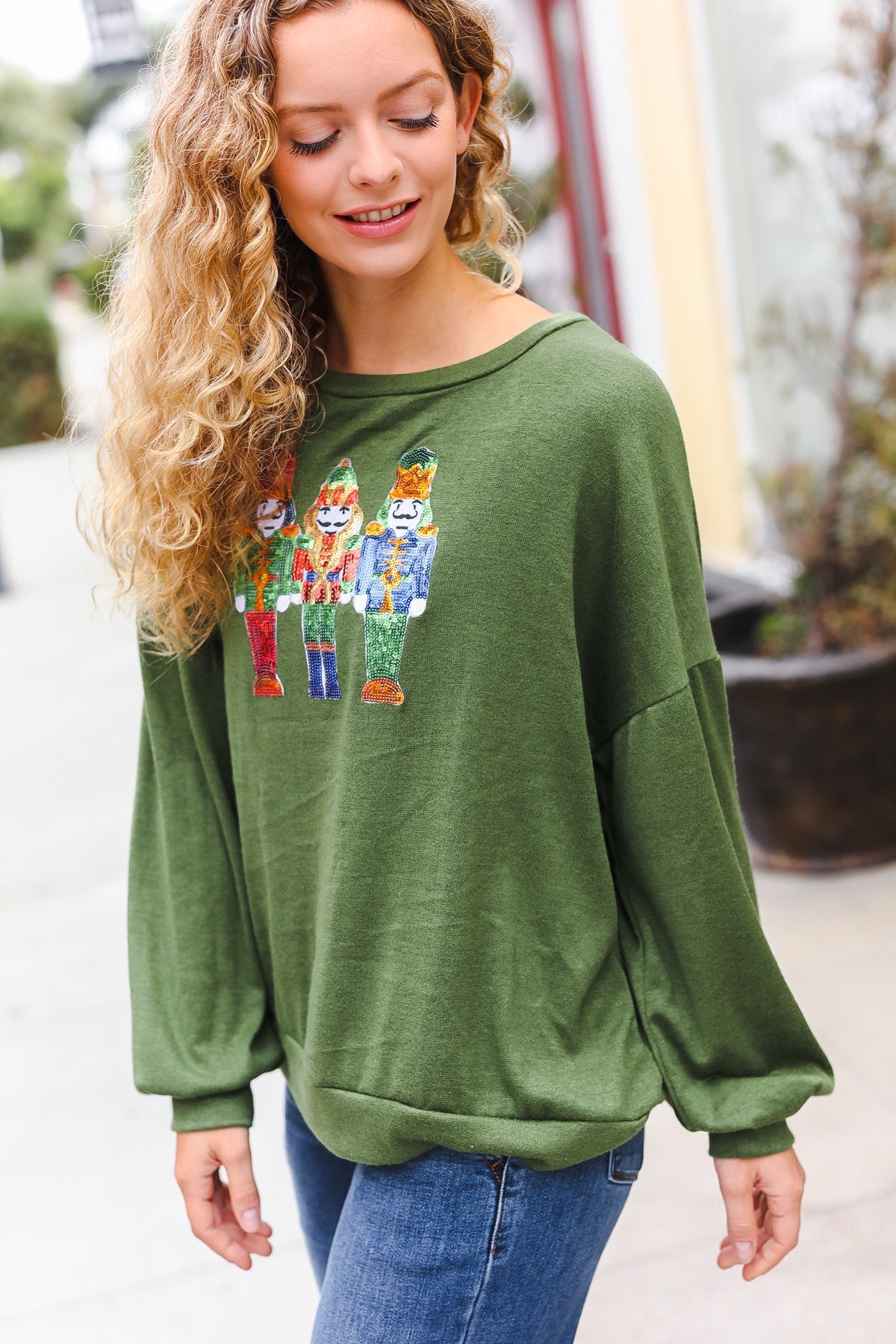 Be Merry Forest Green Nutcracker Sequin Hacci Top - Charming Charlie